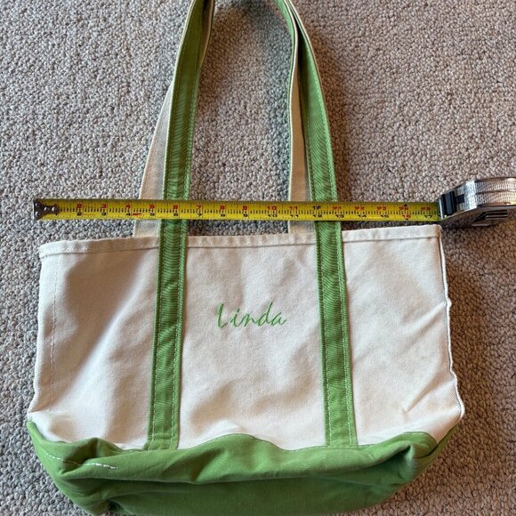 L.L. Bean Boat & Tote Medium Long Handle Spring  Floral Green Canvas Bag Classic - Picture 11 of 12